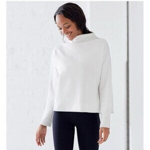 ADAY Like A Boss White Mock Neck Mesh Back Pullover Women’s Size M